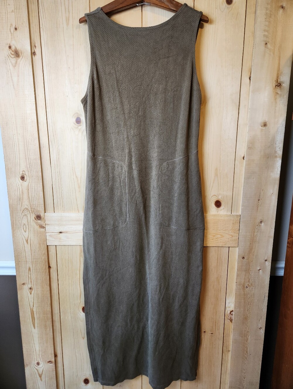 Lululemon Lab Jacquard Cupro Sleeveless Deep V-Back Pocket Split Side Maxi Dress